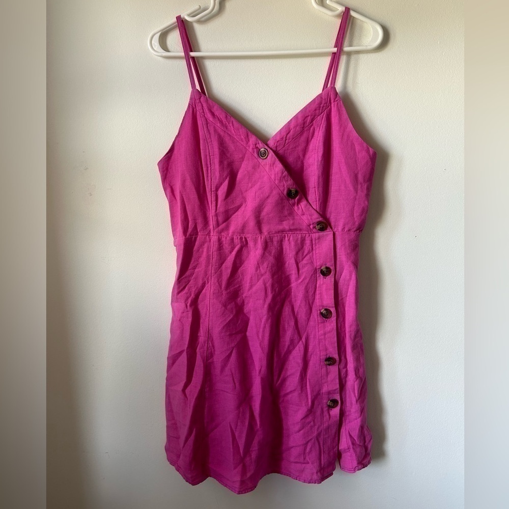 American Eagle Outfitters Hot Pink Mini Dress with Button Detail